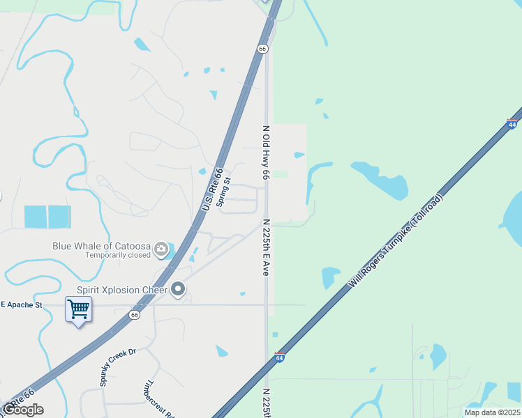 map of restaurants, bars, coffee shops, grocery stores, and more near 2931 Creekside Drive in Catoosa
