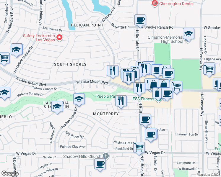 map of restaurants, bars, coffee shops, grocery stores, and more near in Las Vegas