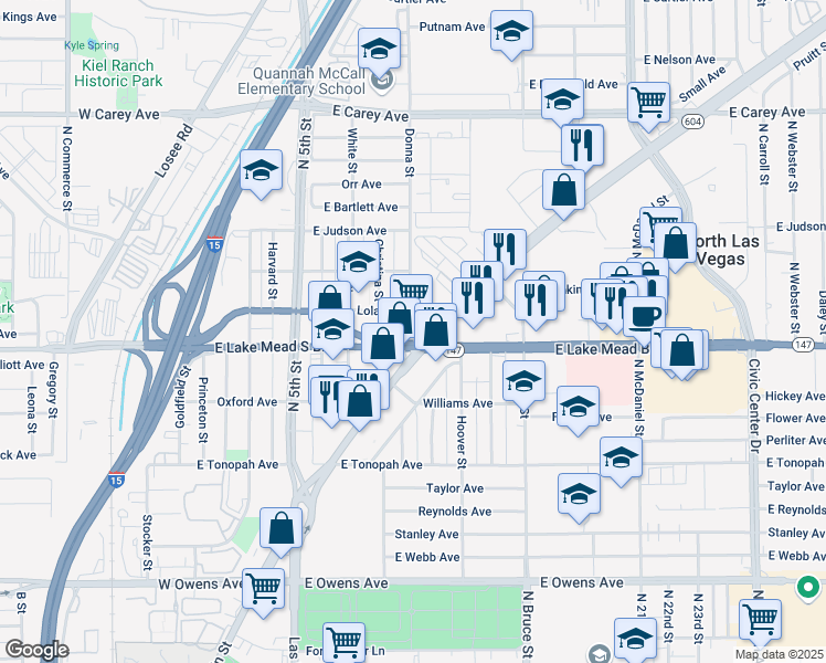 map of restaurants, bars, coffee shops, grocery stores, and more near 820 East Lake Mead North Boulevard in North Las Vegas