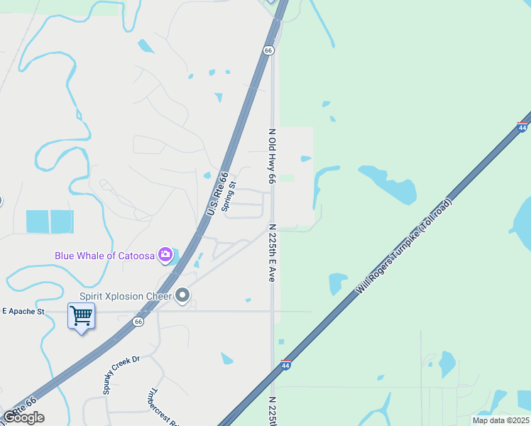 map of restaurants, bars, coffee shops, grocery stores, and more near 2933 Creekside Drive in Catoosa