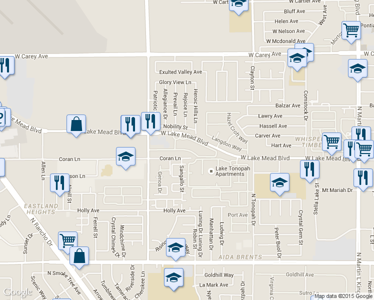 map of restaurants, bars, coffee shops, grocery stores, and more near 91 Victor Way in Las Vegas