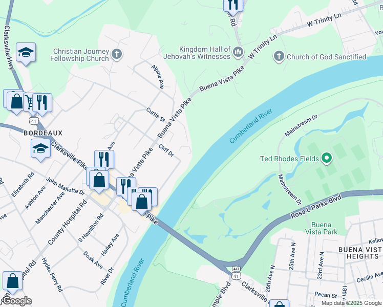 map of restaurants, bars, coffee shops, grocery stores, and more near 2214 Kirk Avenue in Nashville