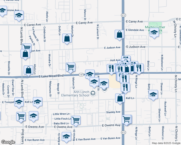map of restaurants, bars, coffee shops, grocery stores, and more near 4884 East Lake Mead Boulevard in Las Vegas