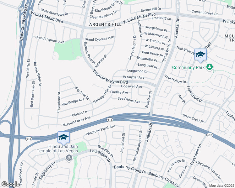 map of restaurants, bars, coffee shops, grocery stores, and more near 10529 Findlay Avenue in Las Vegas