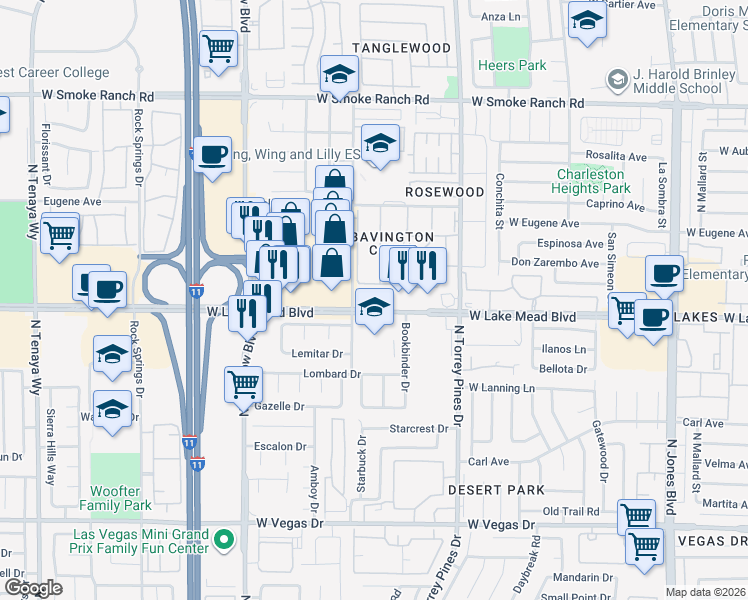 map of restaurants, bars, coffee shops, grocery stores, and more near in Las Vegas
