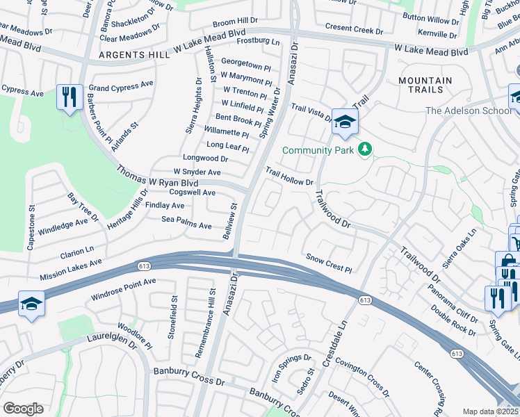 map of restaurants, bars, coffee shops, grocery stores, and more near 2017 Shining Feather Lane in Las Vegas