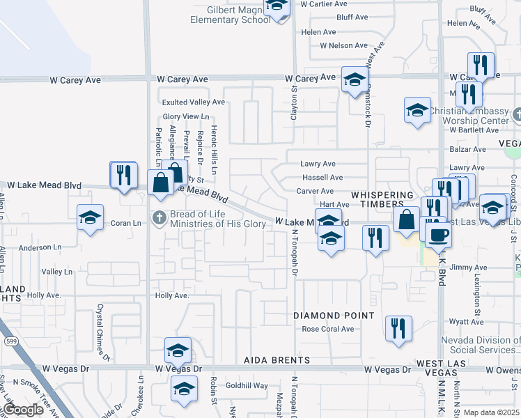 map of restaurants, bars, coffee shops, grocery stores, and more near 2203 Langdon Way in North Las Vegas