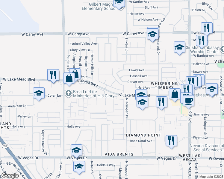 map of restaurants, bars, coffee shops, grocery stores, and more near 2203 Langdon Way in North Las Vegas