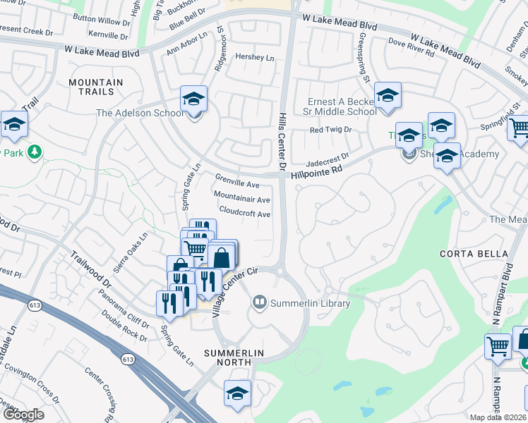 map of restaurants, bars, coffee shops, grocery stores, and more near 9416 Cloudcroft Avenue in Las Vegas