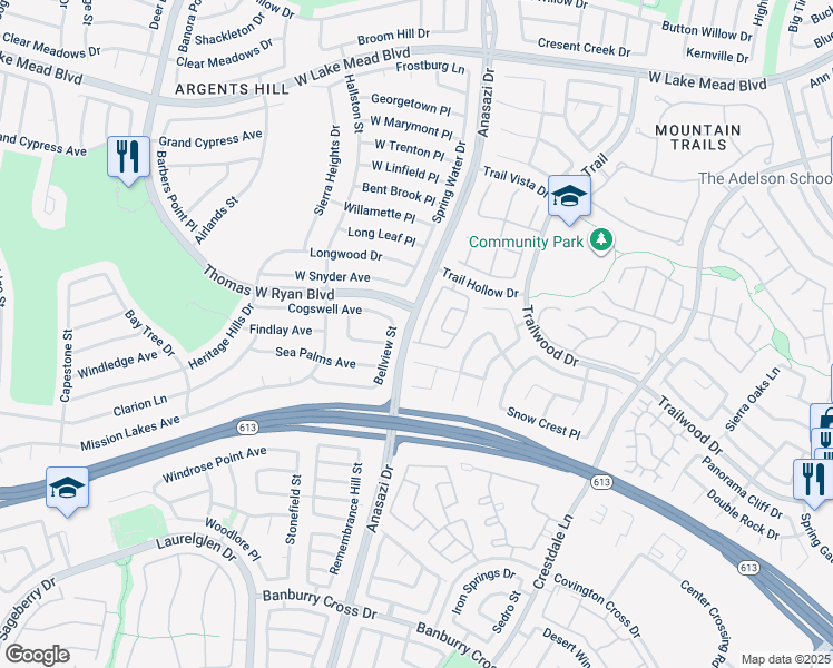 map of restaurants, bars, coffee shops, grocery stores, and more near 2005 Wandering Doe Lane in Las Vegas