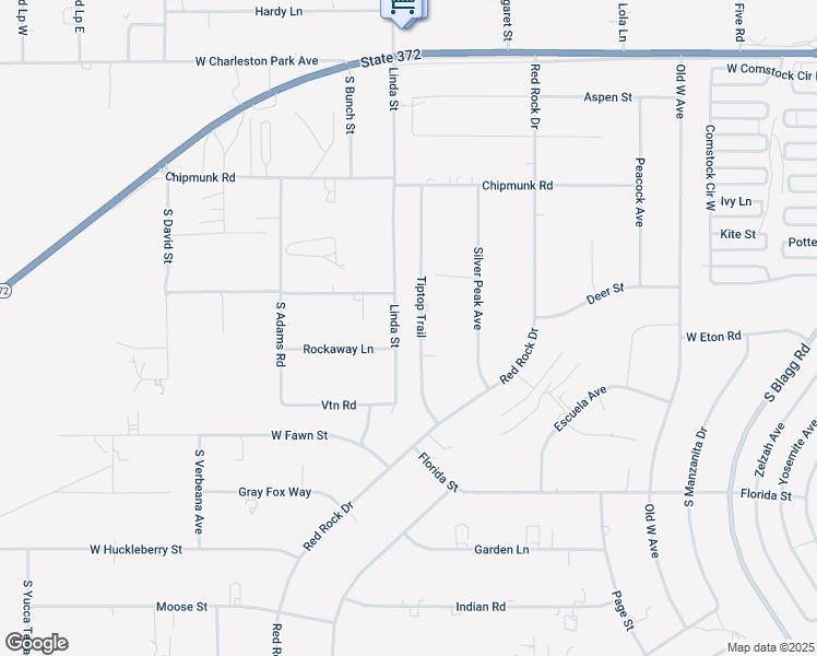 map of restaurants, bars, coffee shops, grocery stores, and more near 1580 Tiptop Trail in Pahrump