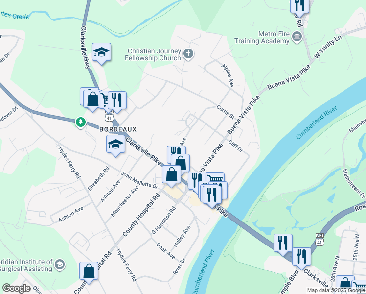 map of restaurants, bars, coffee shops, grocery stores, and more near 2108 Summitt Avenue in Nashville