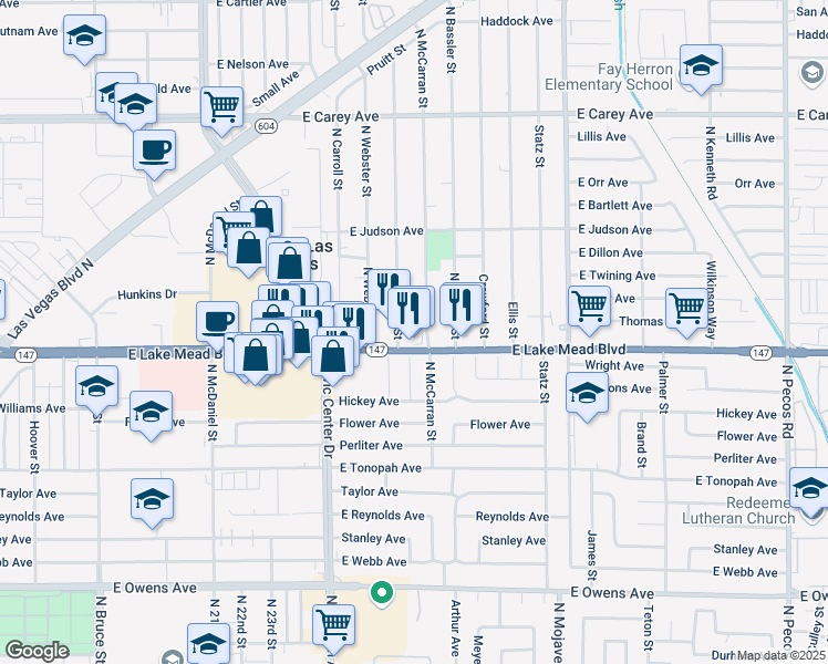 map of restaurants, bars, coffee shops, grocery stores, and more near 2021 North McCarran Street in North Las Vegas