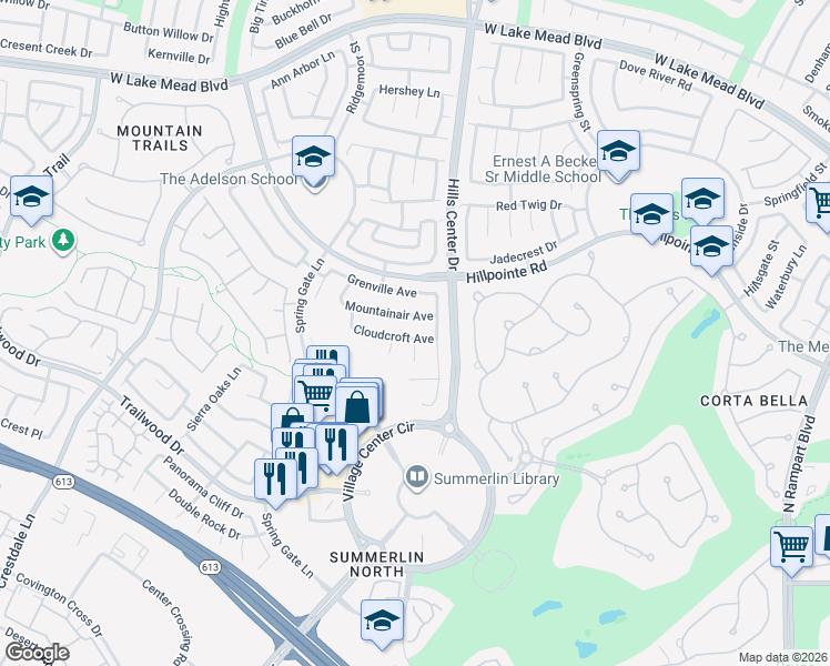 map of restaurants, bars, coffee shops, grocery stores, and more near 9416 Cloudcroft Avenue in Las Vegas