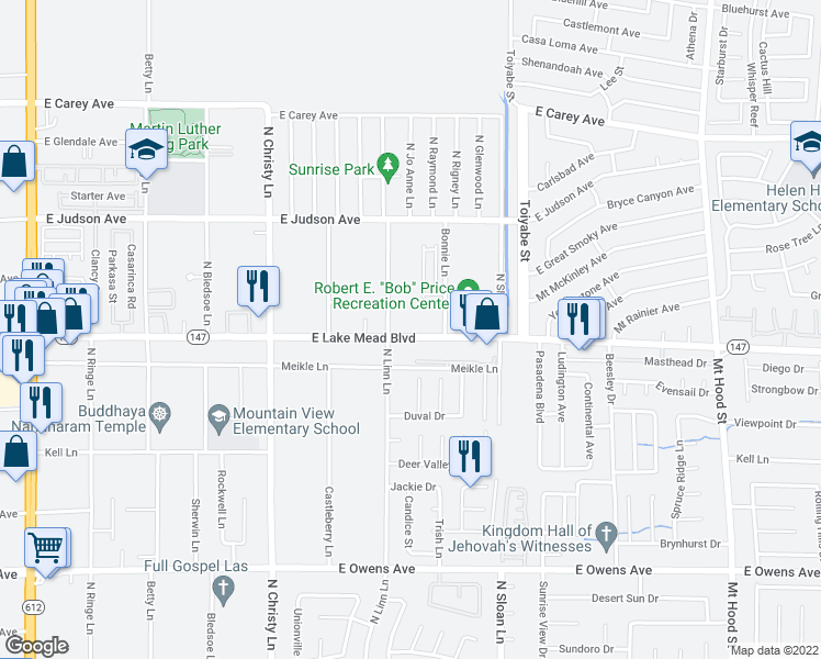 map of restaurants, bars, coffee shops, grocery stores, and more near 5842 East Lake Mead Boulevard in Las Vegas