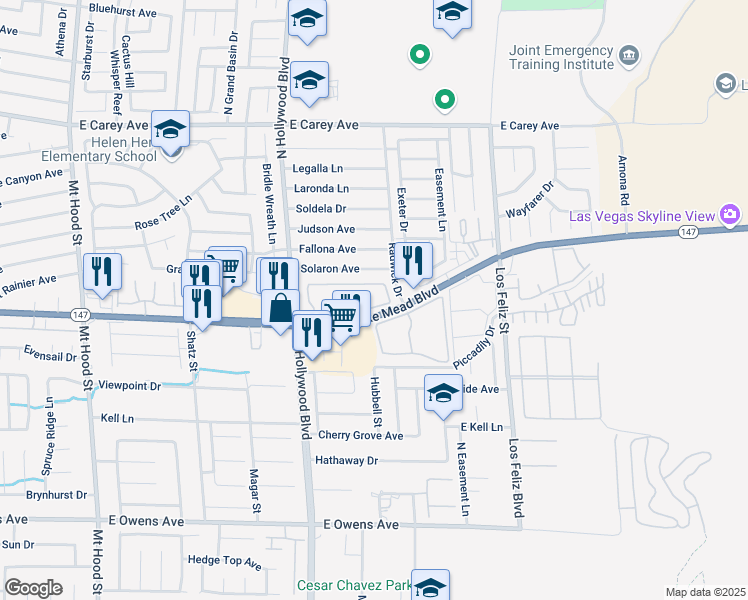 map of restaurants, bars, coffee shops, grocery stores, and more near 6800 East Lake Mead Boulevard in Las Vegas