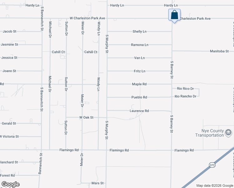 map of restaurants, bars, coffee shops, grocery stores, and more near 3390 Pueblo Road in Pahrump