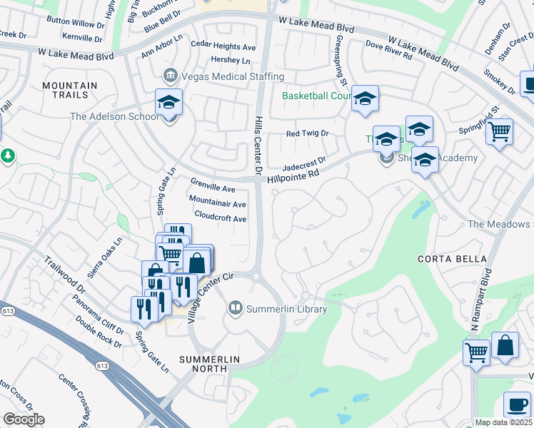 map of restaurants, bars, coffee shops, grocery stores, and more near 2024 Faywood Street in Las Vegas