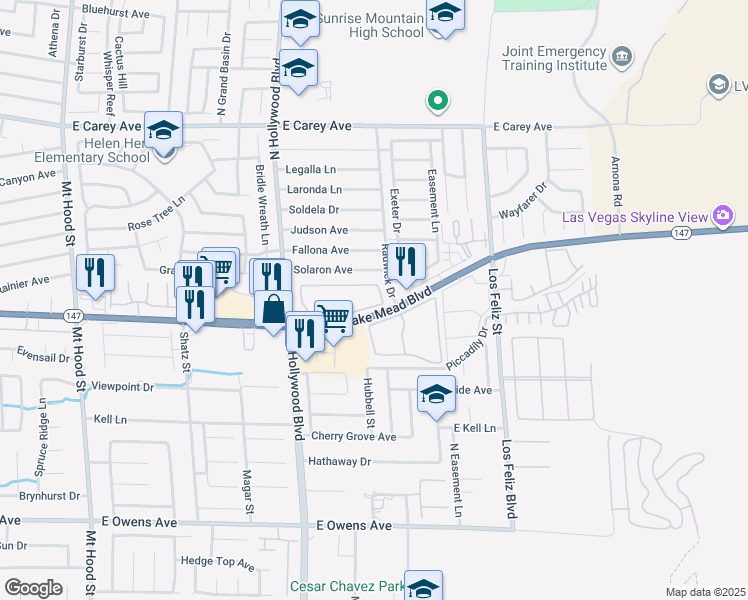map of restaurants, bars, coffee shops, grocery stores, and more near 6800 East Lake Mead Boulevard in Las Vegas