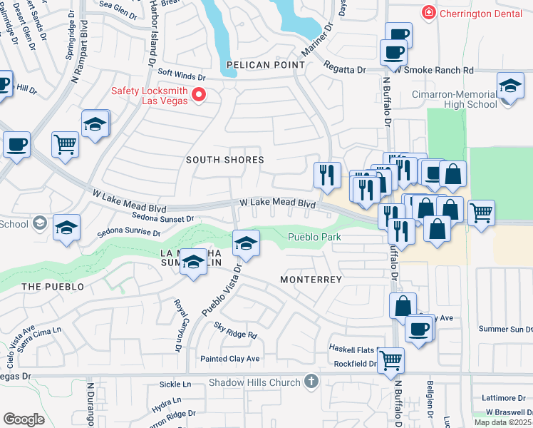 map of restaurants, bars, coffee shops, grocery stores, and more near 1901 Desert Falls Court in Las Vegas