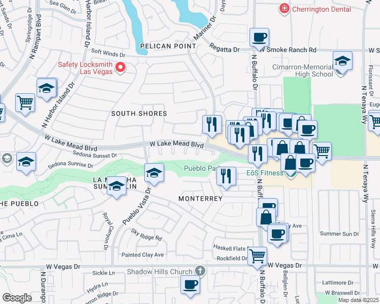 map of restaurants, bars, coffee shops, grocery stores, and more near in Las Vegas