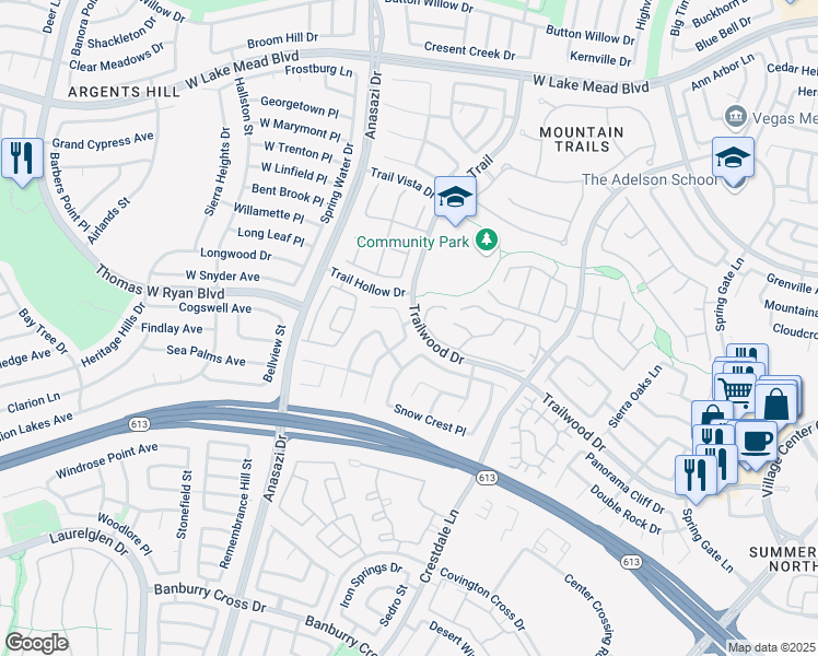 map of restaurants, bars, coffee shops, grocery stores, and more near 2012 Riva Del Garda Place in Las Vegas