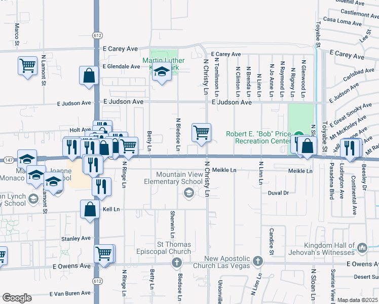 map of restaurants, bars, coffee shops, grocery stores, and more near 5450 East Lake Mead Boulevard in Las Vegas