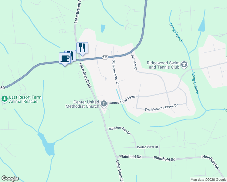 map of restaurants, bars, coffee shops, grocery stores, and more near 6179 Old Ironworks Road in Greensboro