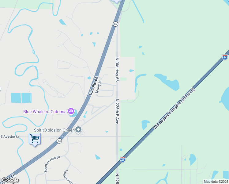 map of restaurants, bars, coffee shops, grocery stores, and more near 2949 Creekside Drive in Catoosa