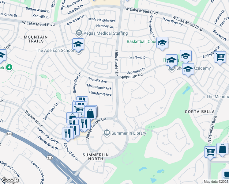 map of restaurants, bars, coffee shops, grocery stores, and more near 2024 Faywood Street in Las Vegas