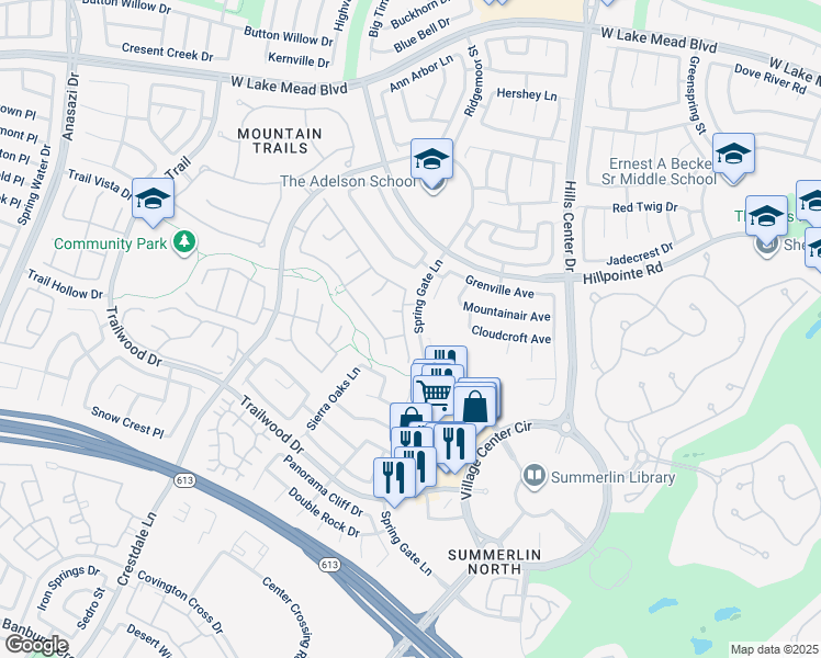 map of restaurants, bars, coffee shops, grocery stores, and more near 2024 Spring Rose Street in Las Vegas