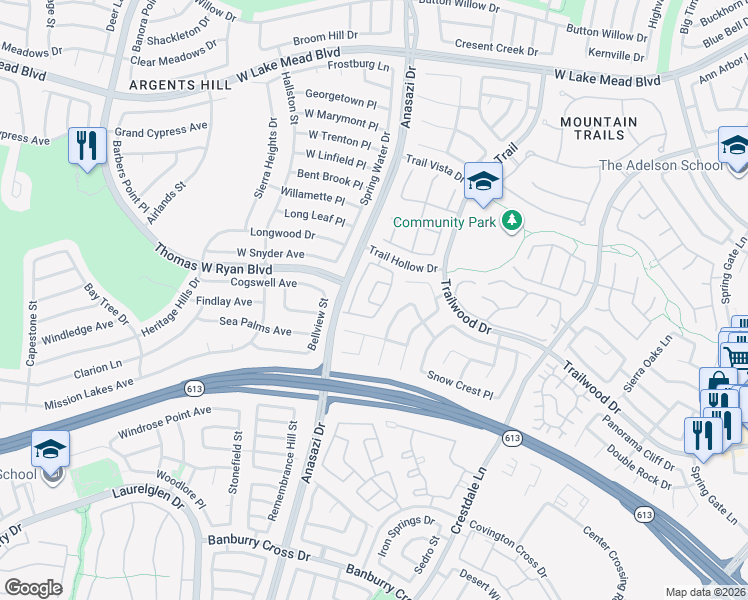 map of restaurants, bars, coffee shops, grocery stores, and more near 2024 Shining Feather Lane in Las Vegas