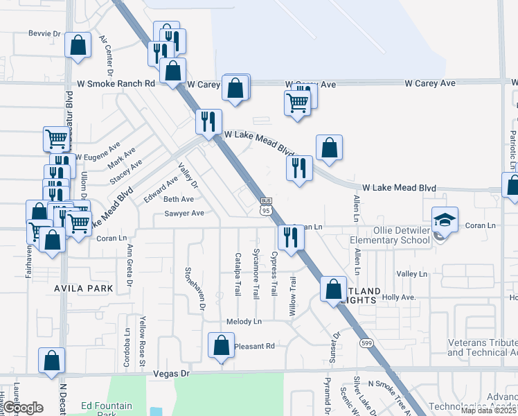 map of restaurants, bars, coffee shops, grocery stores, and more near 2011 Sue Court in Las Vegas