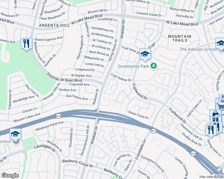 map of restaurants, bars, coffee shops, grocery stores, and more near 2024 Shining Feather Lane in Las Vegas