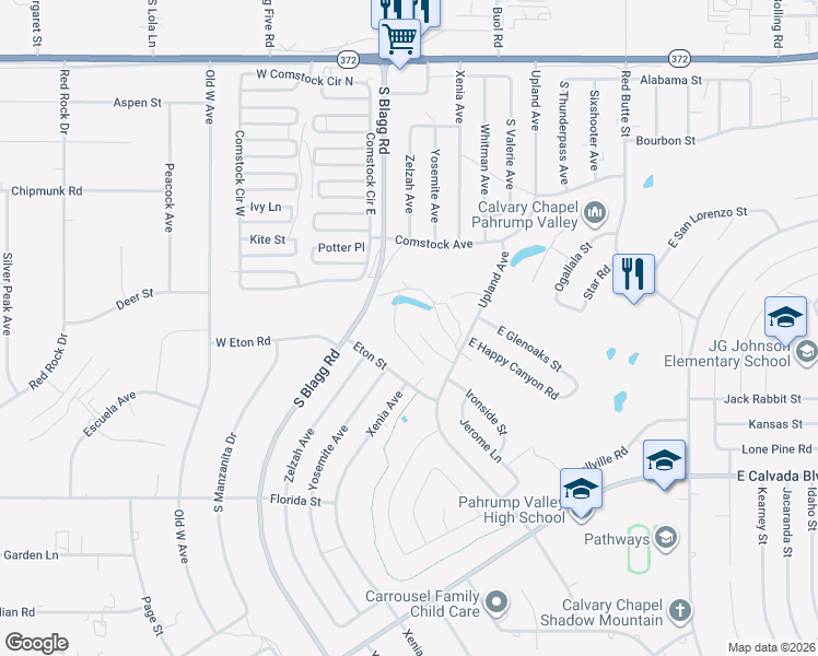 map of restaurants, bars, coffee shops, grocery stores, and more near 81 Ironton Street in Pahrump
