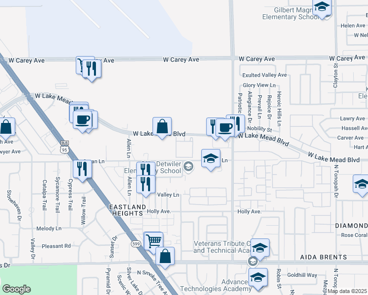 map of restaurants, bars, coffee shops, grocery stores, and more near 3300 Coran Lane in Las Vegas