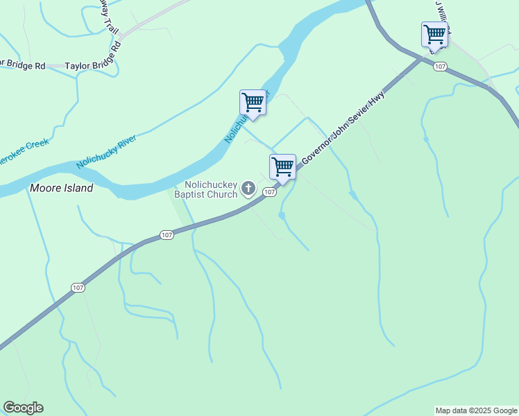 map of restaurants, bars, coffee shops, grocery stores, and more near 291 Governor John Sevier Highway in Jonesborough