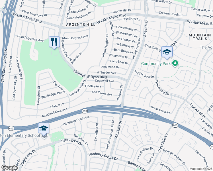 map of restaurants, bars, coffee shops, grocery stores, and more near 2016 Hallston Street in Las Vegas