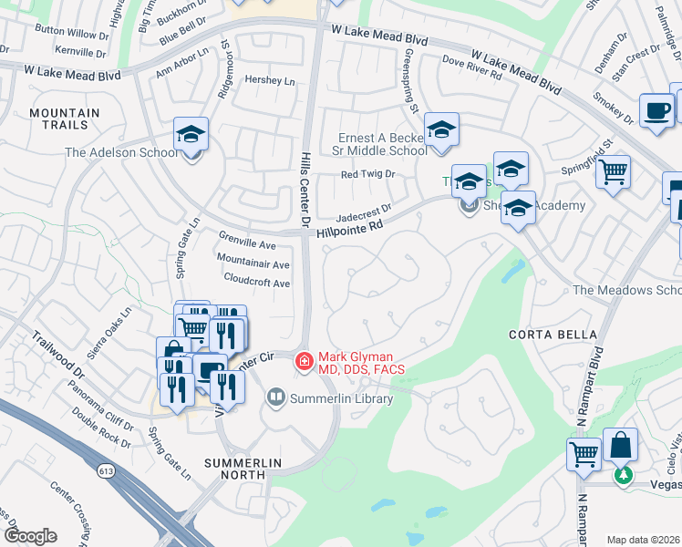 map of restaurants, bars, coffee shops, grocery stores, and more near 2013 Redbird Drive in Las Vegas