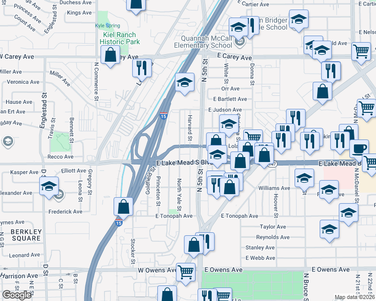 map of restaurants, bars, coffee shops, grocery stores, and more near 305 East Lake Mead South Boulevard in North Las Vegas