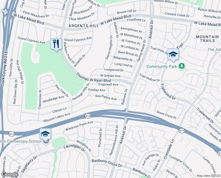 map of restaurants, bars, coffee shops, grocery stores, and more near 2016 Hallston Street in Las Vegas