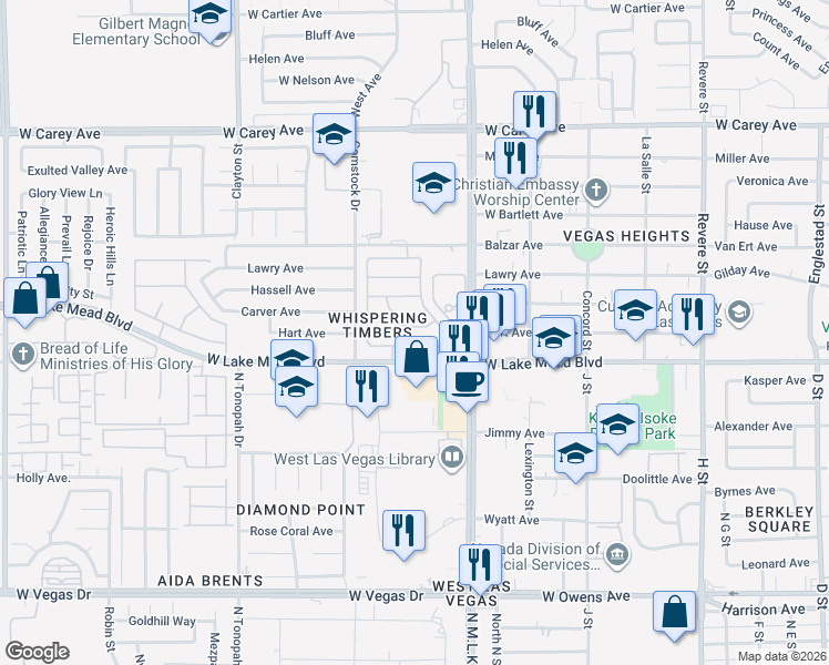 map of restaurants, bars, coffee shops, grocery stores, and more near 1635 Marion Bennet Drive in Las Vegas