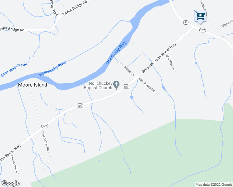 map of restaurants, bars, coffee shops, grocery stores, and more near 291 Governor John Sevier Highway in Jonesborough