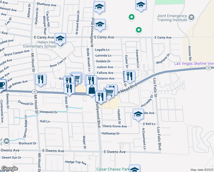 map of restaurants, bars, coffee shops, grocery stores, and more near 6800 East Lake Mead Boulevard in Las Vegas