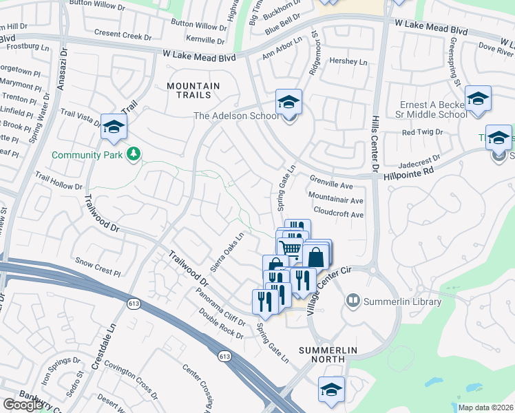 map of restaurants, bars, coffee shops, grocery stores, and more near 2020 Scarlet Rose Dr in Las Vegas