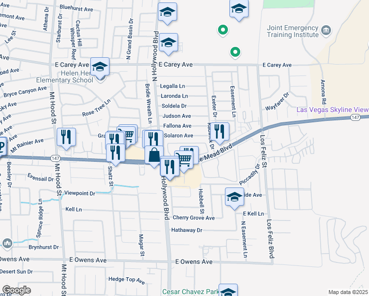 map of restaurants, bars, coffee shops, grocery stores, and more near 6800 East Lake Mead Boulevard in Las Vegas