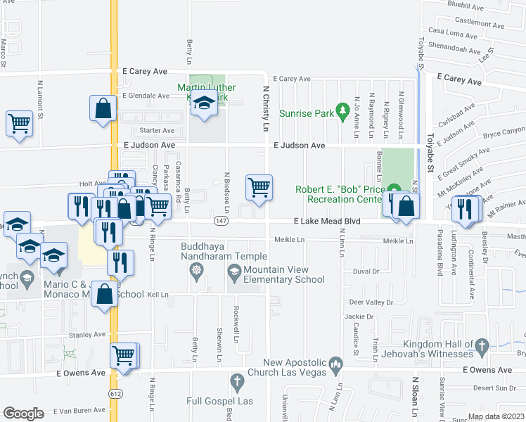 map of restaurants, bars, coffee shops, grocery stores, and more near 5474 East Lake Mead Boulevard in Las Vegas