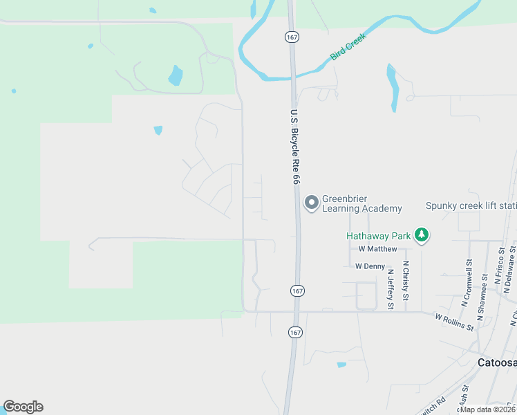 map of restaurants, bars, coffee shops, grocery stores, and more near 19411 Holly Court in Catoosa