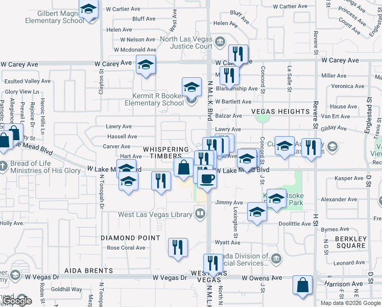 map of restaurants, bars, coffee shops, grocery stores, and more near 1623 Marion Bennet Drive in Las Vegas