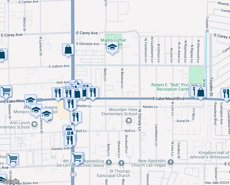 map of restaurants, bars, coffee shops, grocery stores, and more near 5370 East Lake Mead Boulevard in Las Vegas